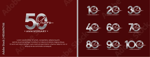 Fototapeta anniversary logo style set with silver color can be use for celebration moment