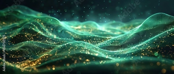 Fototapeta Abstract Green and Gold Bokeh Background.