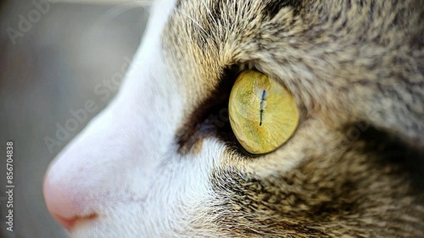 Fototapeta Close up eye of a cat with blur background