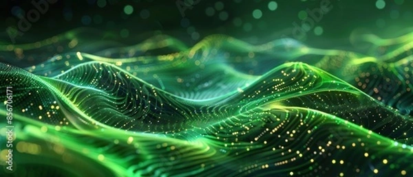 Fototapeta Abstract Green and Gold Wave Background.