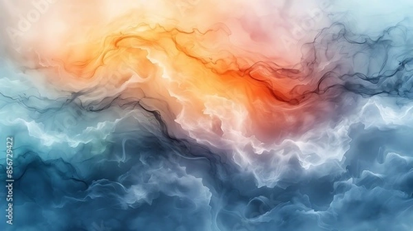 Obraz A tranquil watercolor wall background with gentle swirls of soft colors, including peach and mint, blending seamlessly for a serene effect, fluid and delicate design, hd quality, natural look 