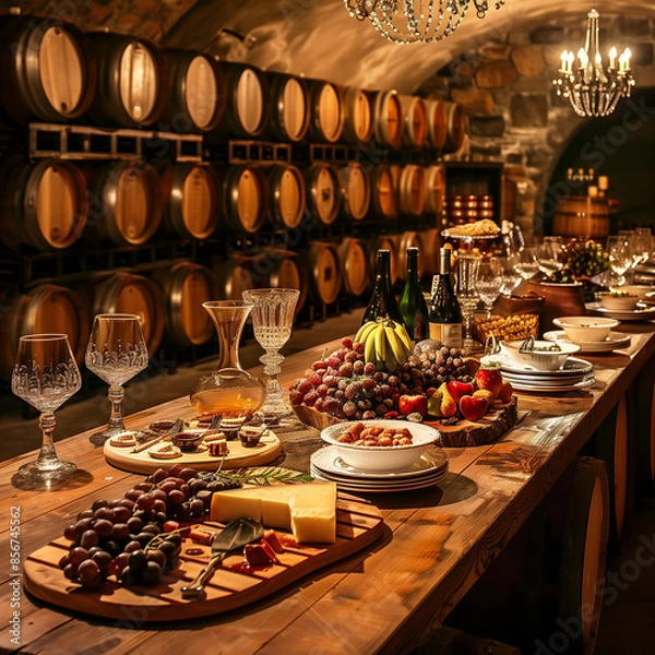Obraz photo of luxury wine cellar and tasting