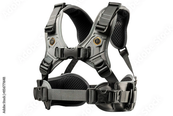 Obraz The Grey and Black Camera Harness for Capturing Adventures on a Clear PNG or White Background.