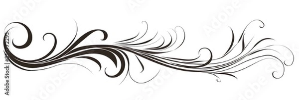 Obraz Elegant Decorative Cursive Scroll with Swirled Ends in Black Style