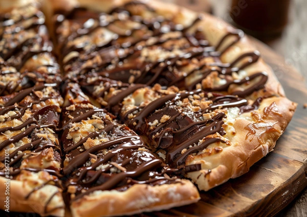 Fototapeta Sweet Brazilian pizza with a lot of chocolate