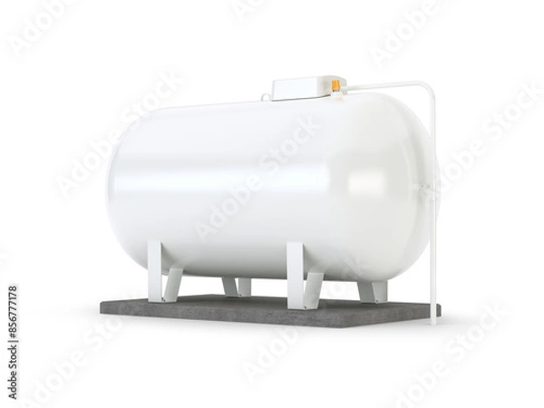 Fototapeta Gas Tank isolated on white - house propane gas system, 3d illustration