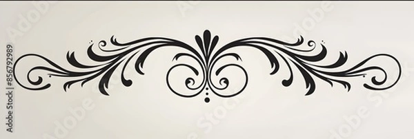 Fototapeta Decorative Black Scroll with Swirling Ends Minimal Line Art Design