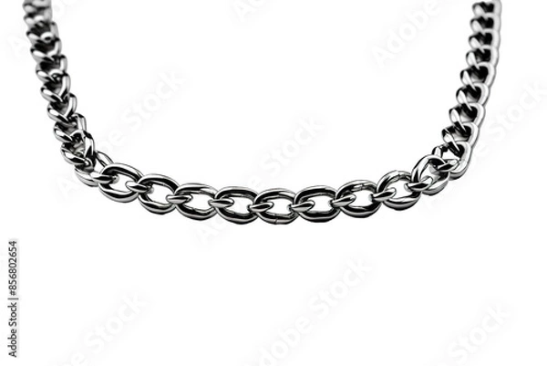 Obraz A Polished Silver Chain Gleams Under the Studio Lights on a Clear PNG or White Background.