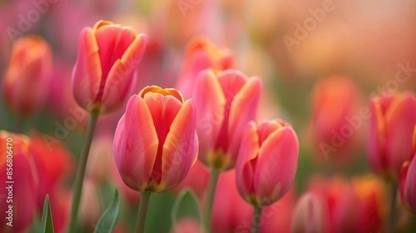 Obraz Close up Macro Photography of Dutch Tulips in their Natural Environment