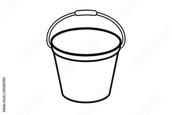 Fototapeta Bucket with handle line art vector illustration