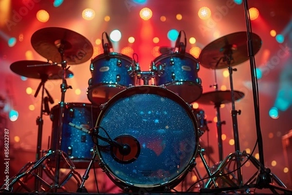 Obraz Blue Drum Set Under Stage Lights