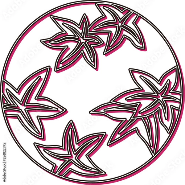 Fototapeta カラーシャドウの円形花札　神無月　紅葉　10月　紅葉のカス