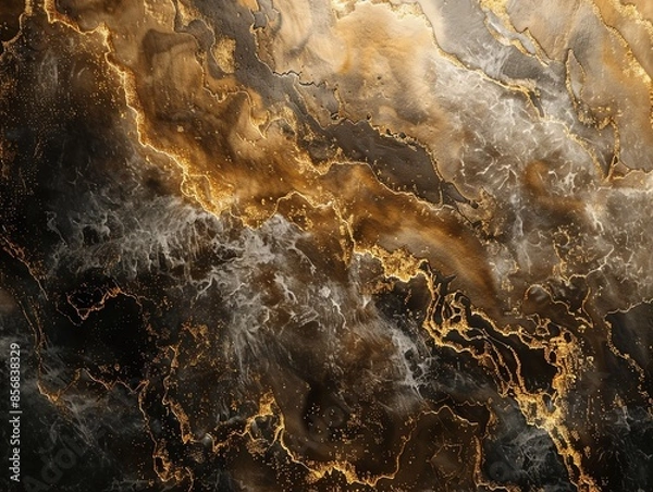 Obraz Abstract gold and black marble texture background with intricate patterns and rich color contrasts, perfect for luxurious designs.