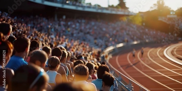 Obraz Back view of spectators at Paris Olympic sport international athletic games stadium