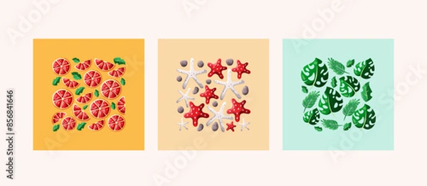 Obraz summer doodle card design set