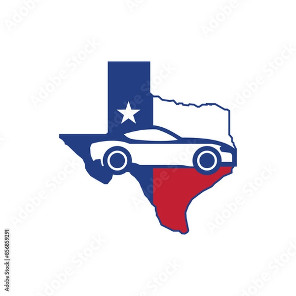 Fototapeta Simple and modern Texas Car Flag Logo Vector. Suitable for the transportation, automotive, repair and other industries.