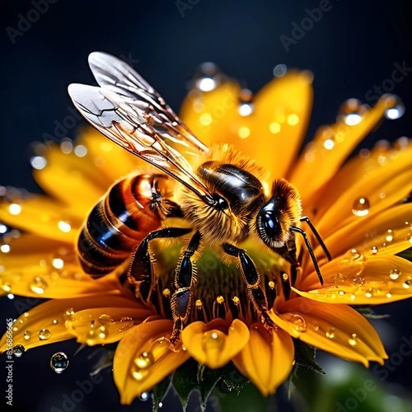 Obraz bee on yellow flower