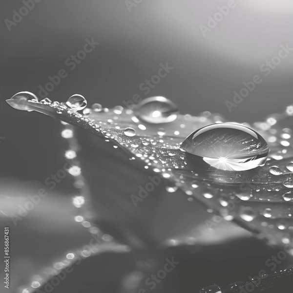 Obraz water drops on a leaf