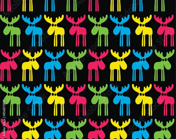Fototapeta Elks of different colors. Seamless background