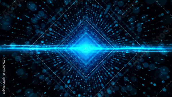 Fototapeta Abstract technology and big data background. Flying through digital futuristic data tunnel and binary code network. Connection and data transfer concept. Sci-fi and future technology. Data center.