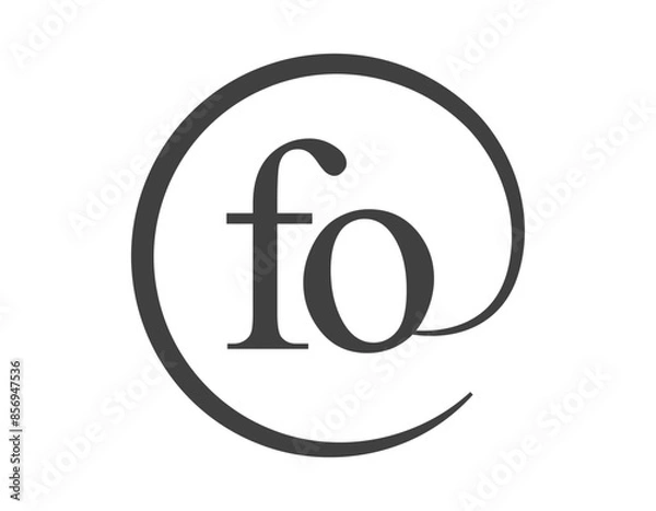 Obraz FO logo from two letter with circle shape email sign style. F and O round logotype of business company