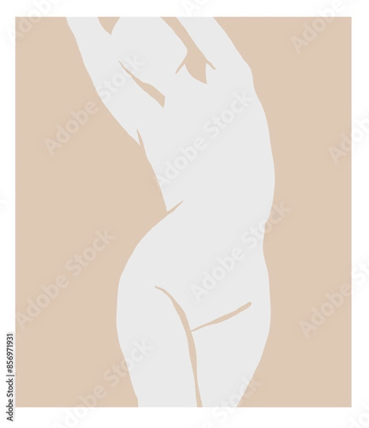 Fototapeta Hand drawn vector abstract graphic line art ,contemporary collection print with boho aesthetics female body graphic shapes.Fashion feminine concept design for wall decor,print,wallpaper,background.