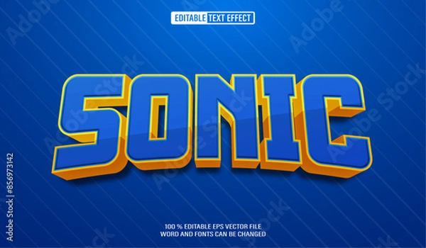 Fototapeta Editable 3d text style effect - Blue Bold Sonic text effect Template	