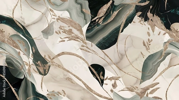 Obraz Refined Marble and Gold Wallpaper, Elegant Abstract Image