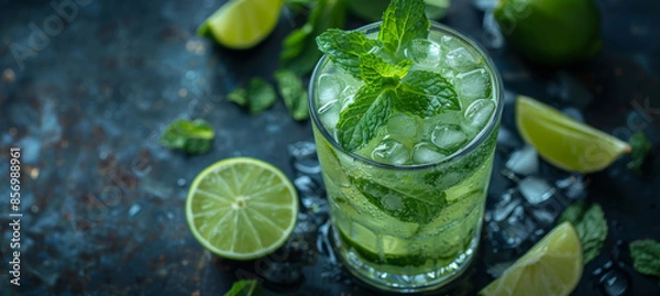 Fototapeta Classic Mojito with Fresh Mint and Lime