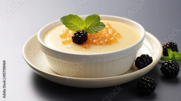 Obraz semolina pudding on white background