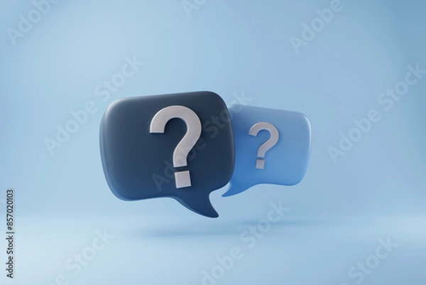 Fototapeta 3D rendering A question mark floated in the air. Question ideas that arise in various places.