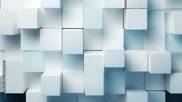 Fototapeta Random shifted white cube boxes block background wallpaper