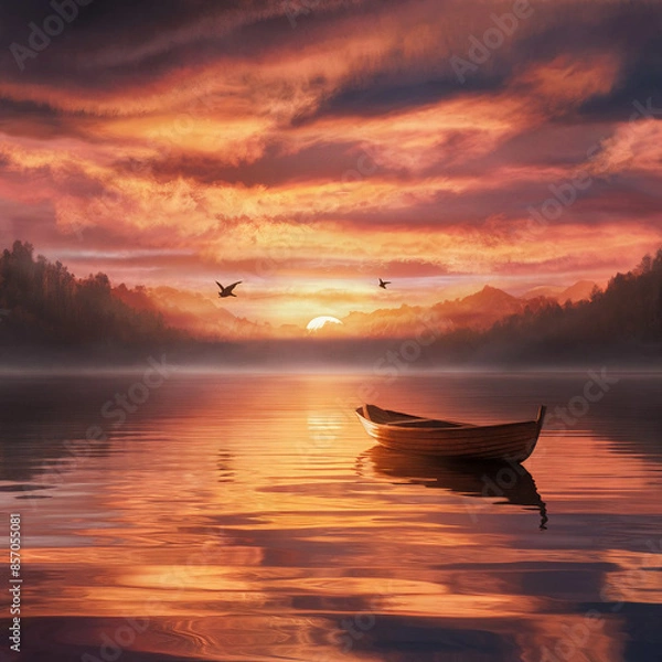 Obraz boat at sunset