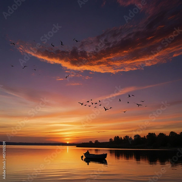 Obraz sunset on the river