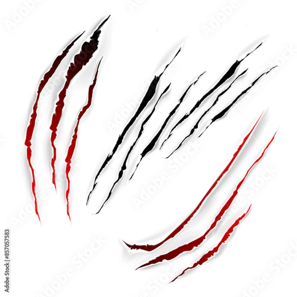 Obraz Different scratch Animals Claw with White Background