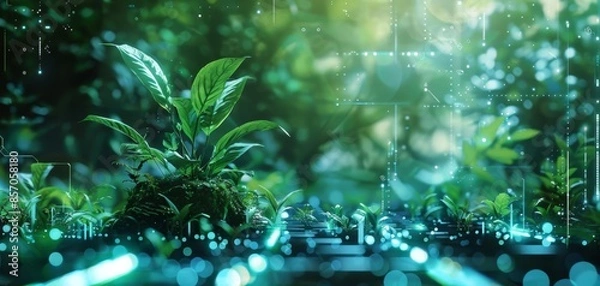 Obraz An inspired nature scene with advanced technological elements