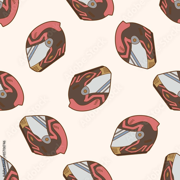 Fototapeta racing helmet , cartoon seamless pattern background
