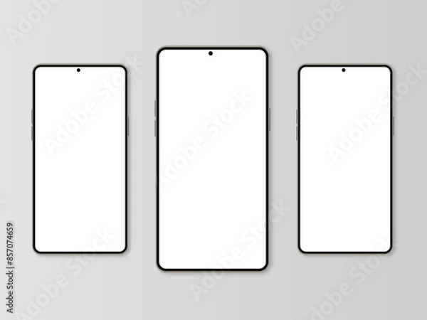 Fototapeta Realistic models smartphones with transparent