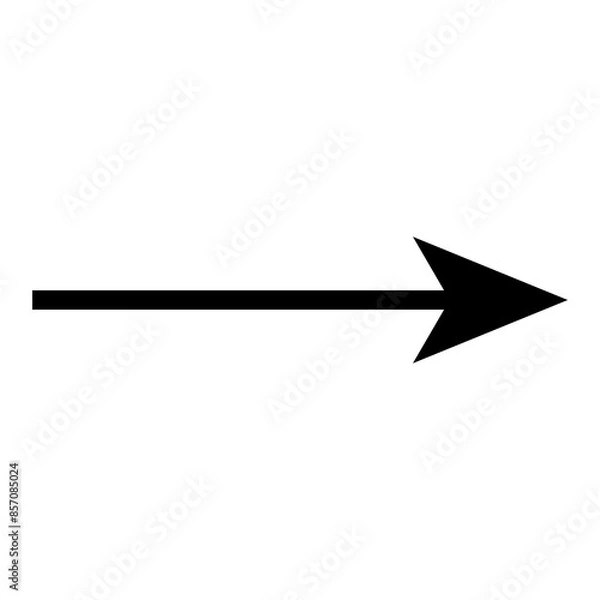 Obraz Vector icon. Black arrow on a transparent background. Horizontal arrow.