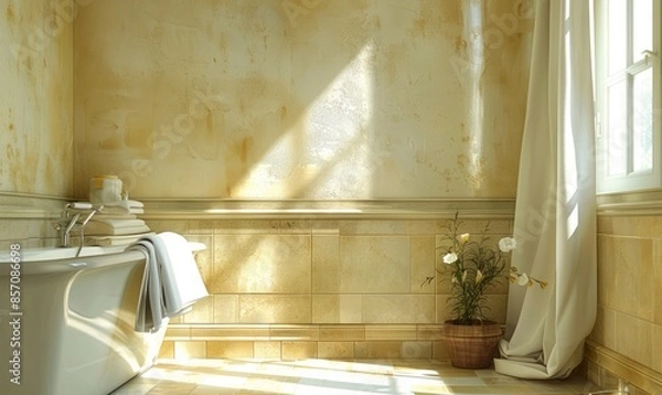 Fototapeta Elegant bathroom with an empty towel bar