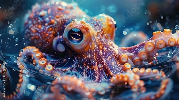 Obraz vector illustration of octopus on a plain background 2 AI Generative