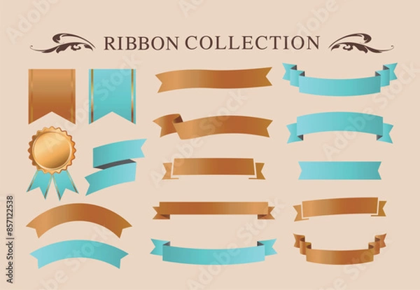 Fototapeta リボンのデザイン素材。アンティークなフレームデザイン。