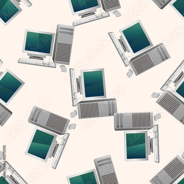 Fototapeta computer , cartoon seamless pattern background