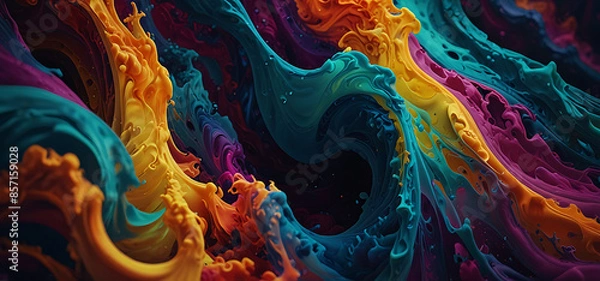 Fototapeta Abstract Background swirling colors and shapes, fluid dynamics, vibrant 