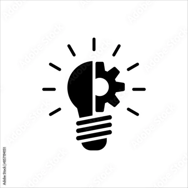 Fototapeta innovation icon. Light bulb and cog inside. Vector illustration isolated on white background.