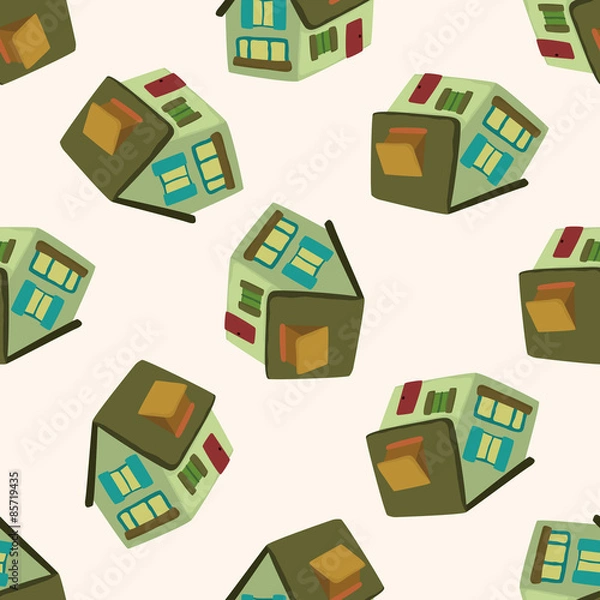 Obraz Building house , cartoon seamless pattern background