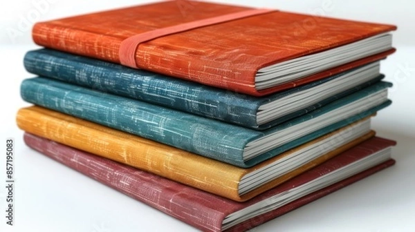Fototapeta Close-up of a stack of journals with colorful covers