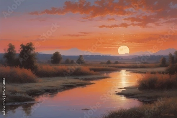 Obraz sunset over the river