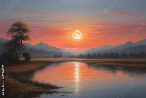 Obraz sunset over the river