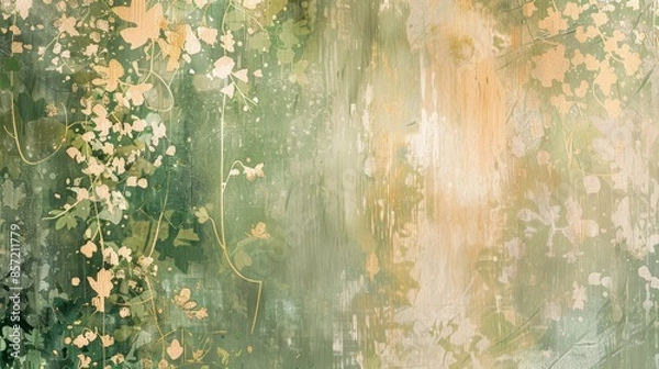 Fototapeta Abstract wallpaper in chartreuse green and rose gold with liquid patterns background